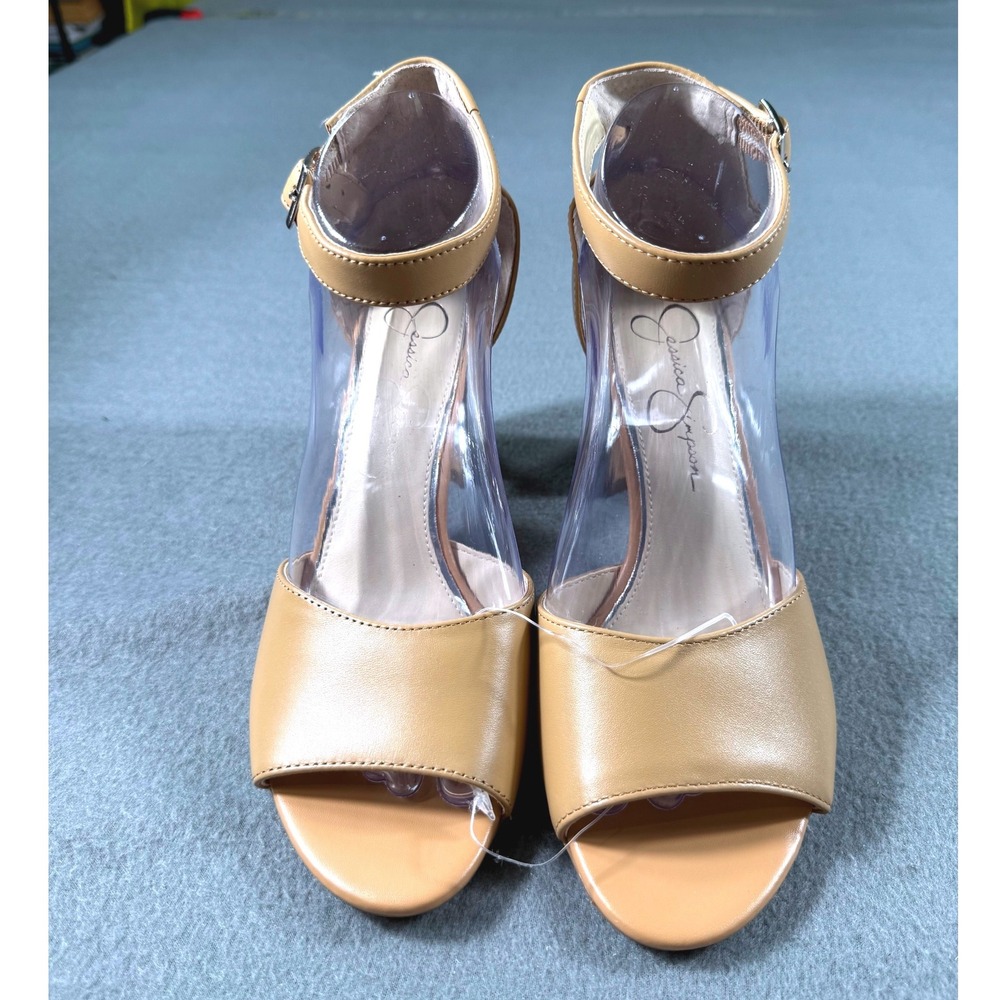 Jessica Simpson Sherron Nude Block Heel Sandals‎ Women's 8.5 Neutral Weddings